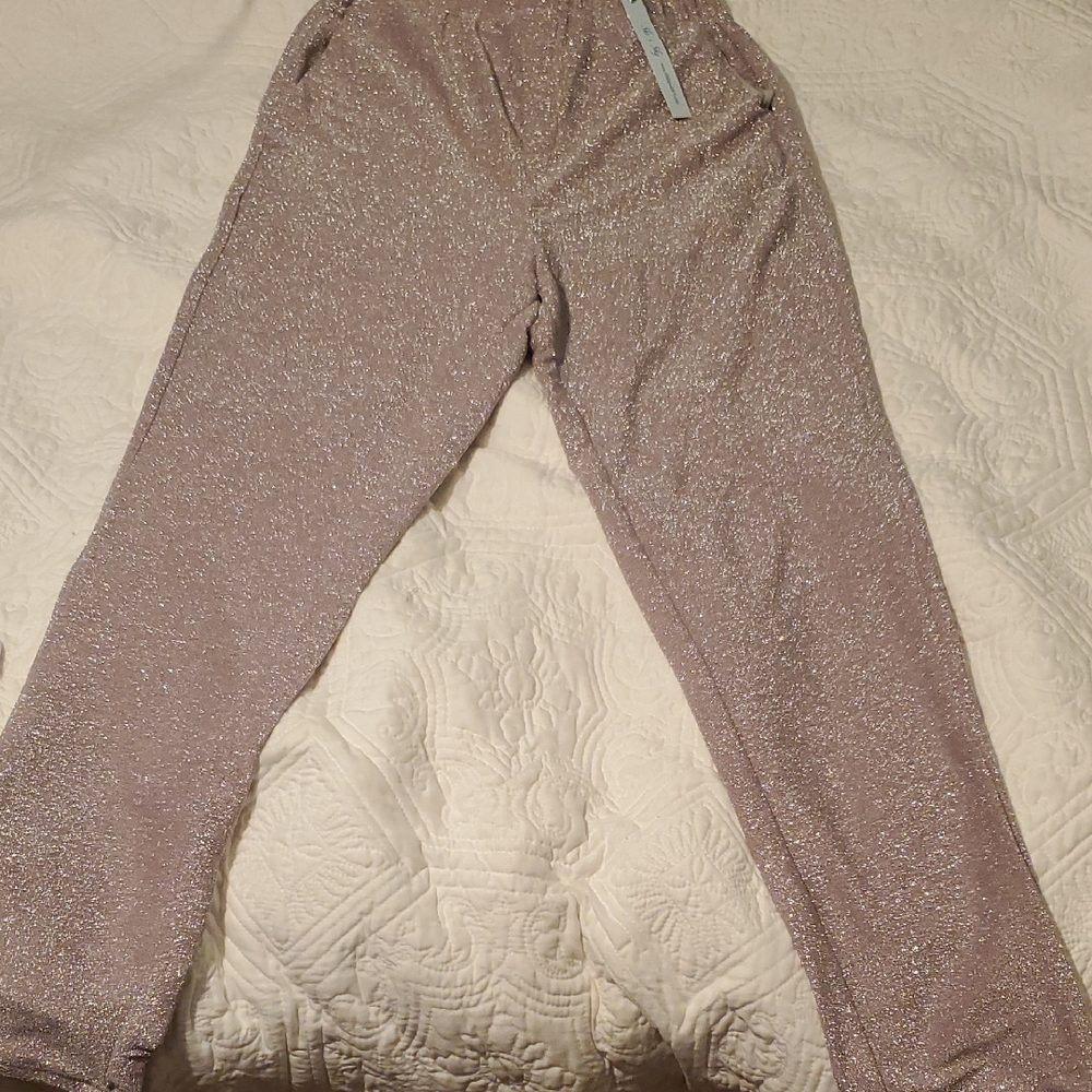 She and Sky Glittery Silver Straight Leg Pants